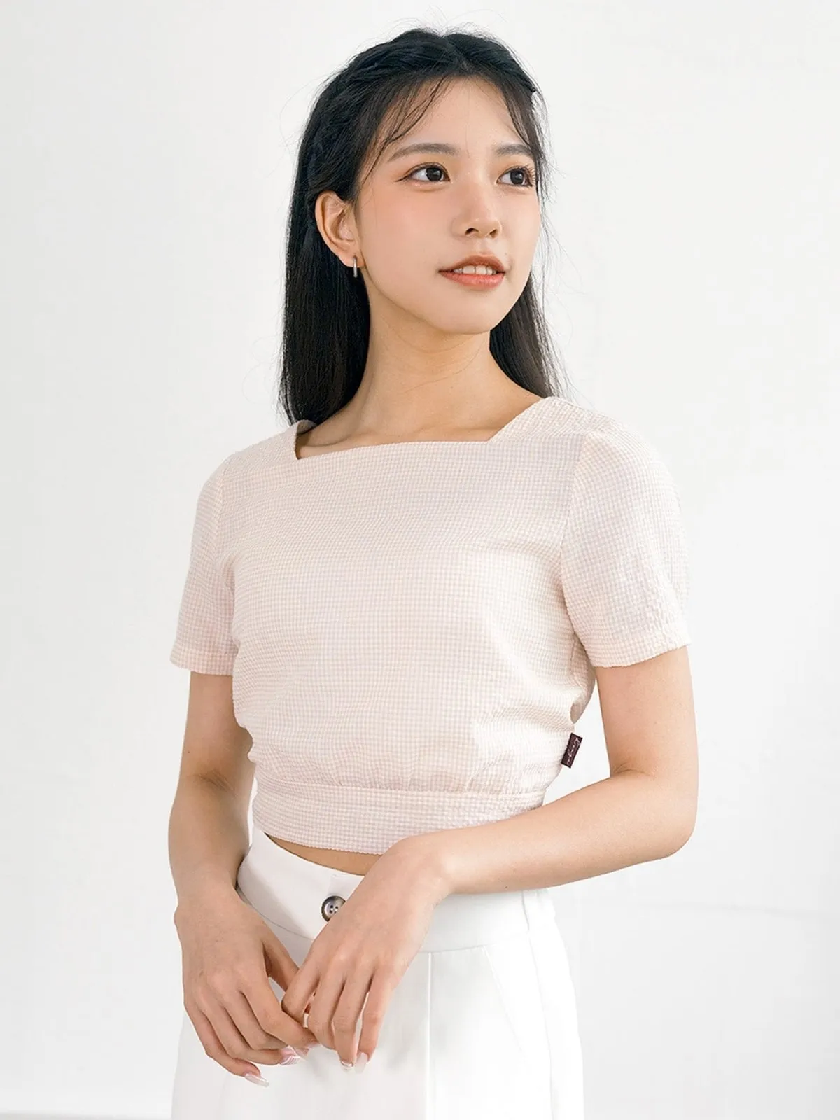 Alise Checkered Two-Way Top*