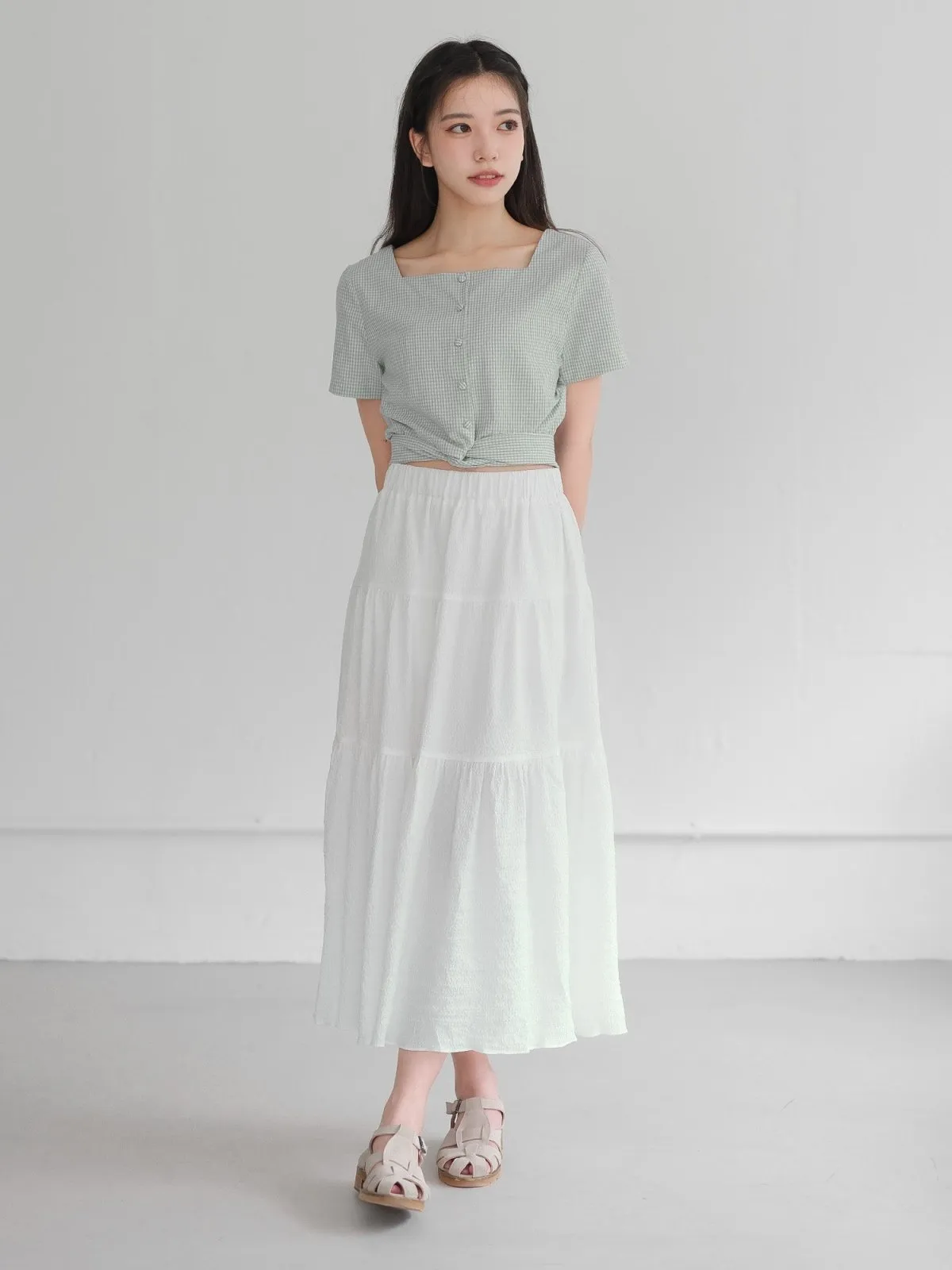 Alise Checkered Two-Way Top*