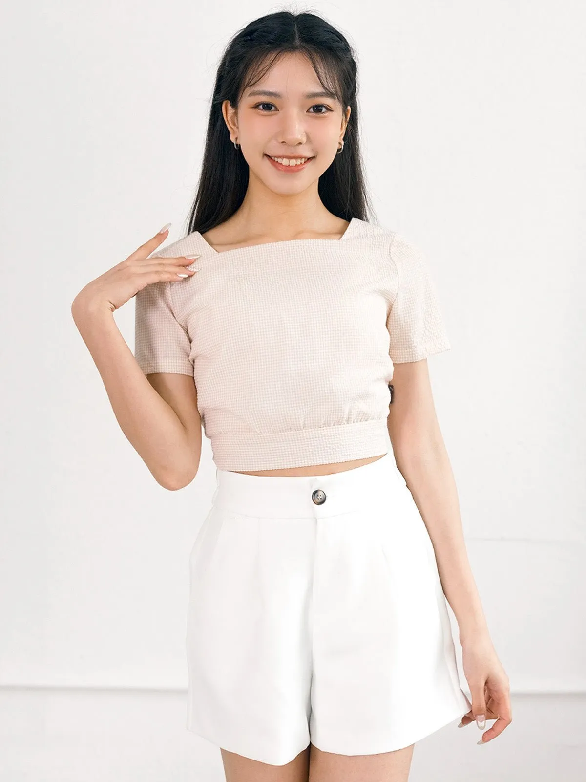 Alise Checkered Two-Way Top*