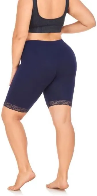 ELISS Plus Size Slip Shorts for Women Half Mid Thigh Legging Soft Stretchy Lace Shorts for Underdress/Skirt 1X-4X