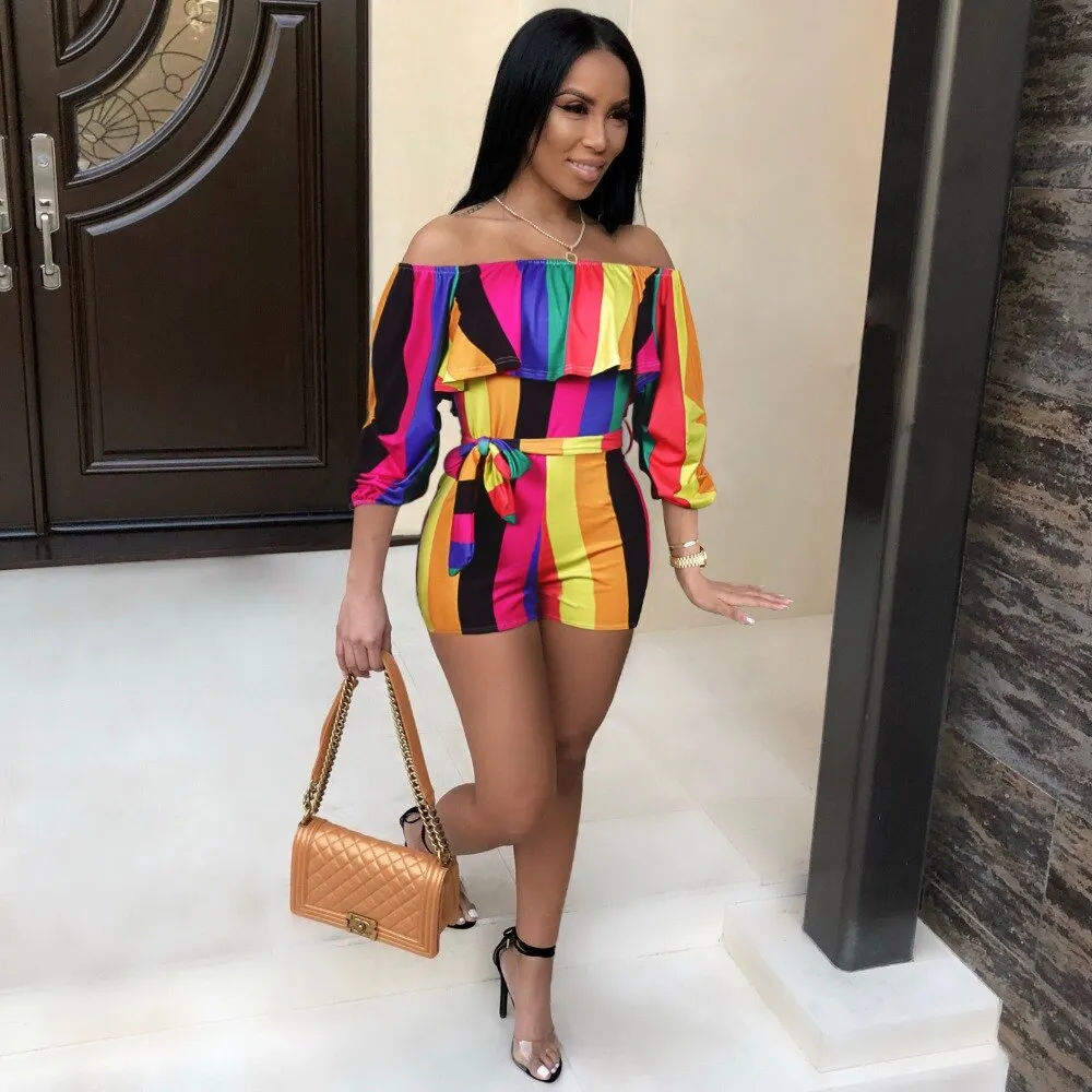 Flower Printed Casual Short Party Jumpsuit