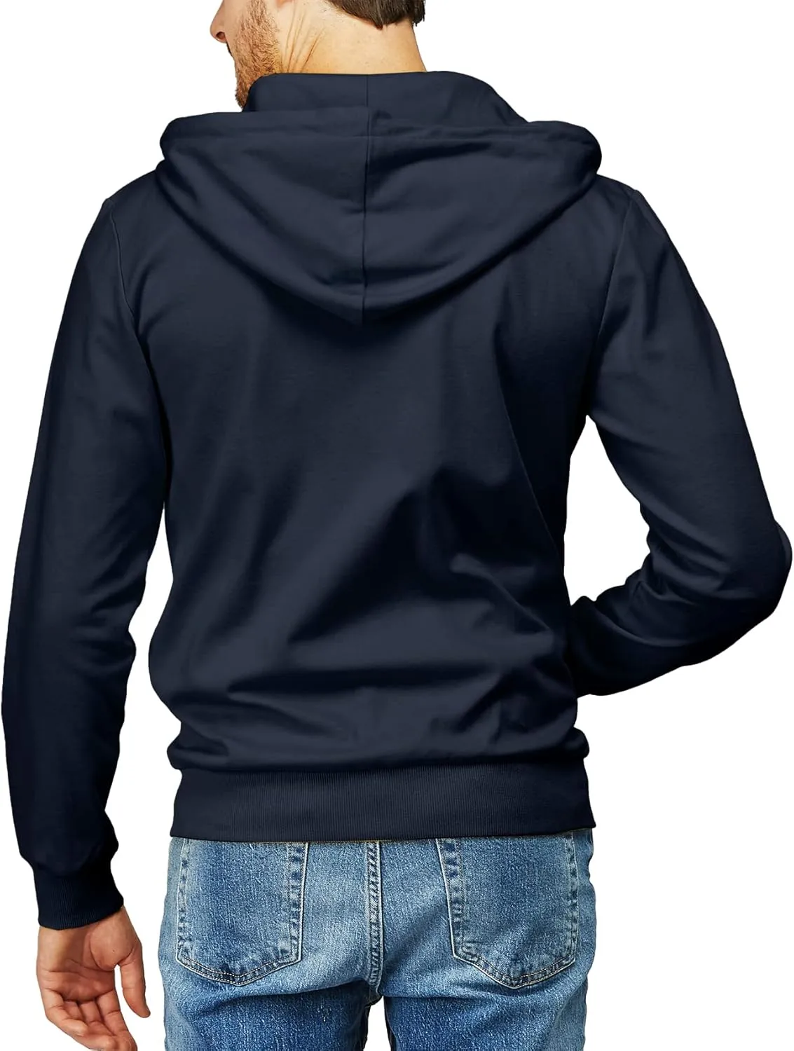 H2H Men's Zip Up Hoodie Lightweight Long Sleeve Basic Slim Fit Cotton SweatShirt with Pocket