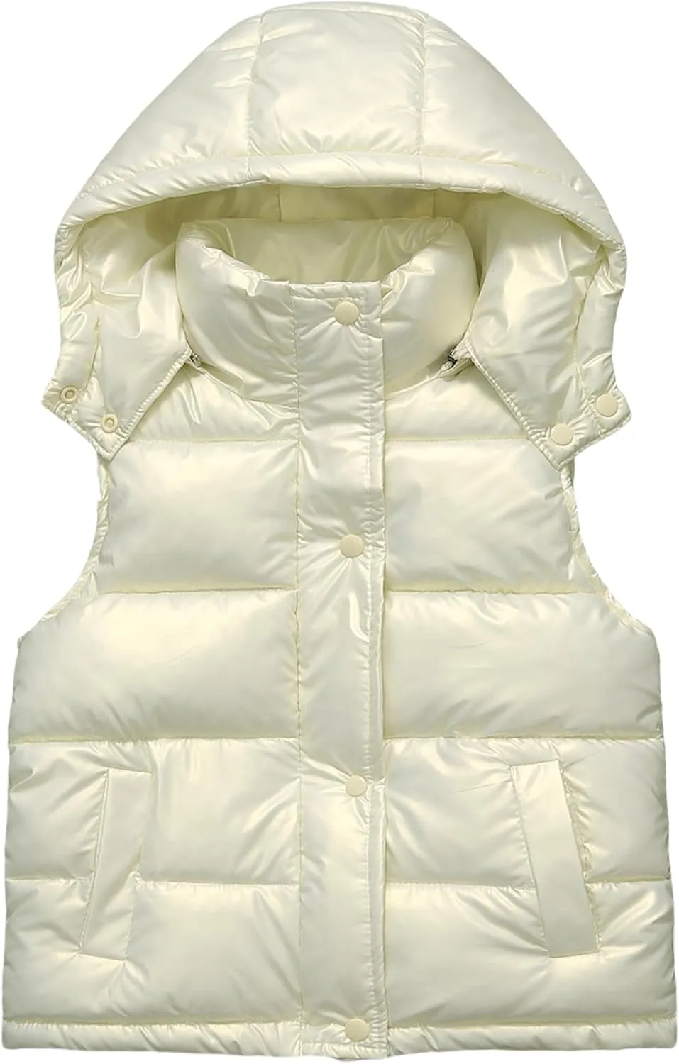 Happy Cherry Boys Girls Puffer Vest Toddler Winter Warm Hooded Sleeveless Jacket Kids Zipper Glossy Waistcoat Outwear 2-12T