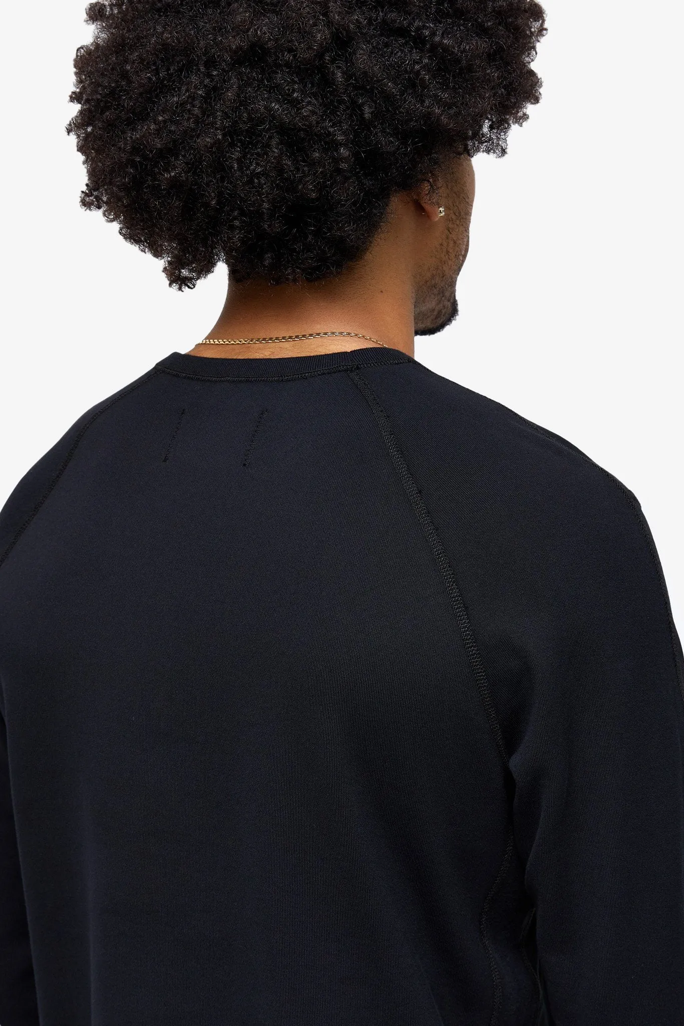 Lightweight Terry Embroidered Crewneck - Black