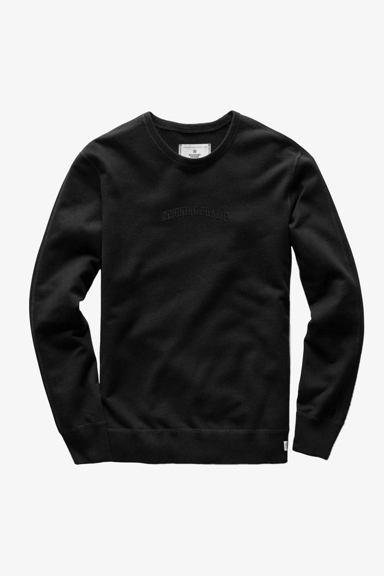 Lightweight Terry Embroidered Crewneck - Black