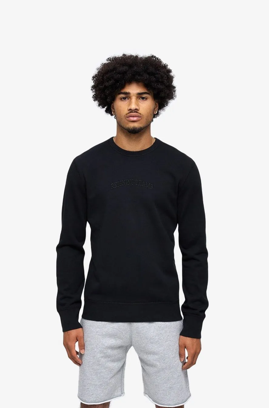 Lightweight Terry Embroidered Crewneck - Black