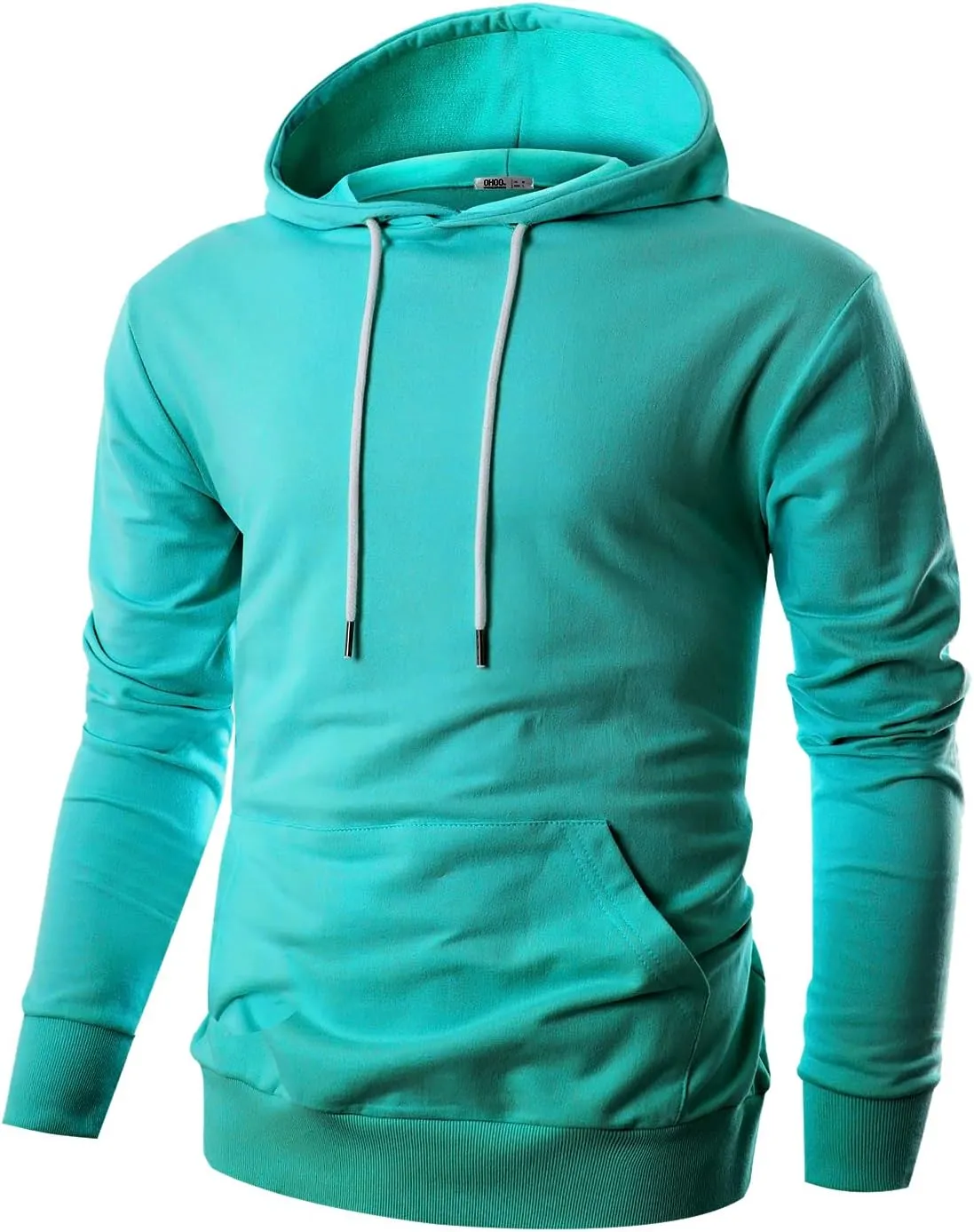 Ohoo Mens Slim Fit Cotton Pullover Hoodies Sweatshirt Lightweight with Kanga Pocket
