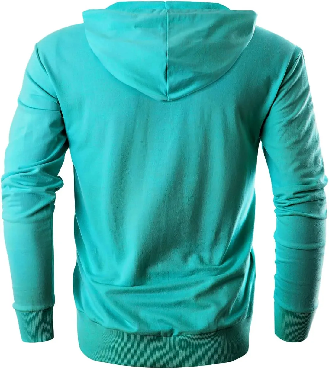 Ohoo Mens Slim Fit Cotton Pullover Hoodies Sweatshirt Lightweight with Kanga Pocket