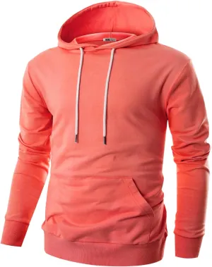 Ohoo Mens Slim Fit Cotton Pullover Hoodies Sweatshirt Lightweight with Kanga Pocket