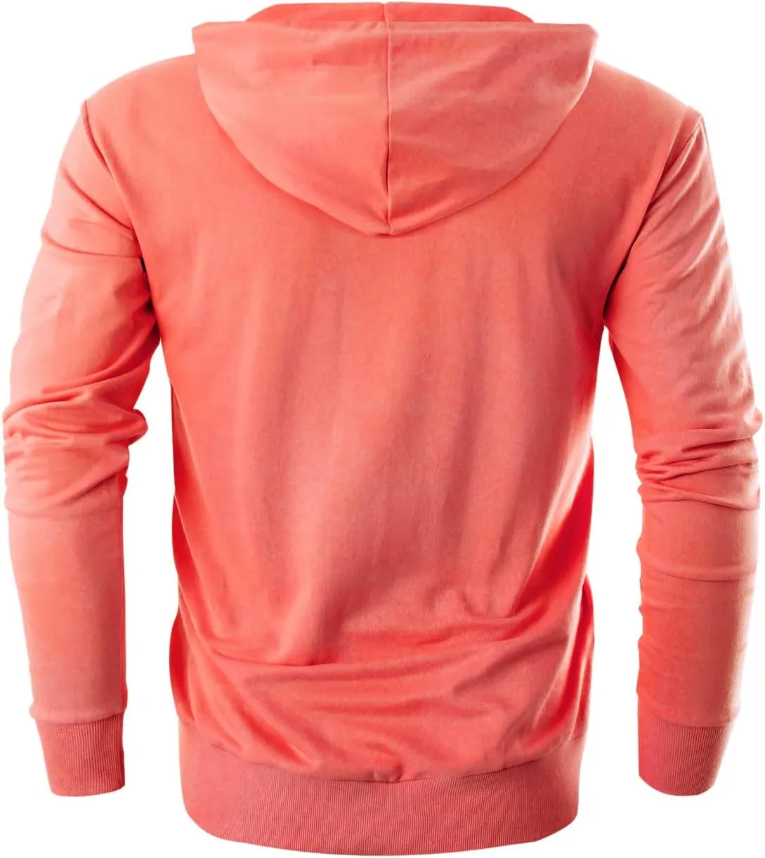 Ohoo Mens Slim Fit Cotton Pullover Hoodies Sweatshirt Lightweight with Kanga Pocket
