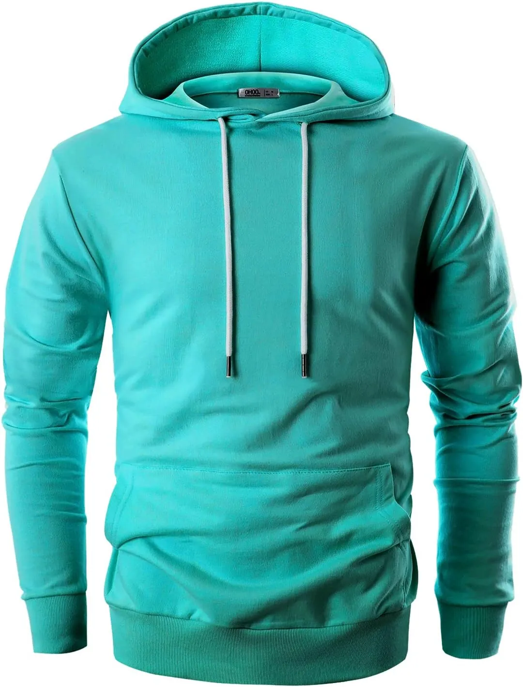 Ohoo Mens Slim Fit Cotton Pullover Hoodies Sweatshirt Lightweight with Kanga Pocket