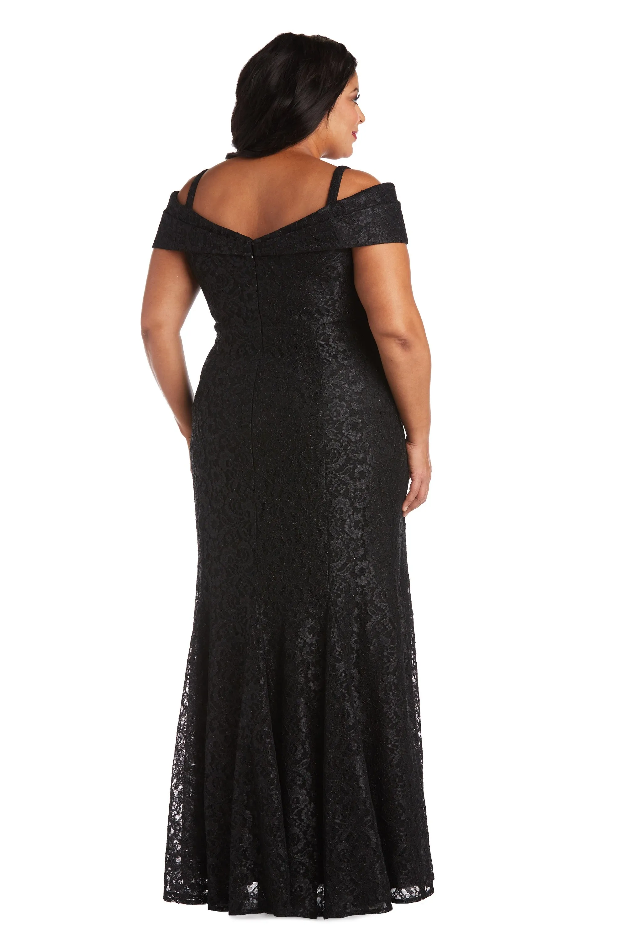 Plus Size R&M Richards Women's Off-The-Shoulder Lace Gown - Mother of the Bride Dress