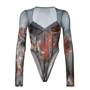 Renaissance Art Print Mesh Bodysuit