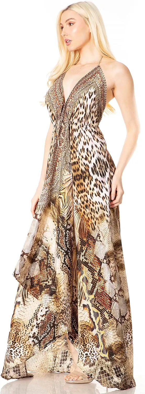 Sakkas Lizi 2 Women's Maxi High-Low Halter Handkerchief Dress Beach Party Vacation