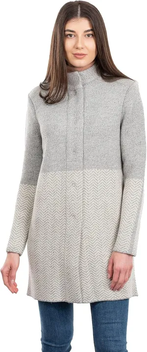 SAOL Herringbone Wool Coat Cardigan for Women