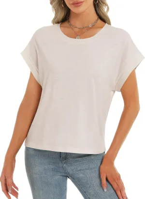 Stelle Women Modal Soft Crewneck Cap Short Sleeve T Shirts Summer Tops Trendy Basic Casual Clothes 2025