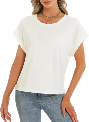 Stelle Women Modal Soft Crewneck Cap Short Sleeve T Shirts Summer Tops Trendy Basic Casual Clothes 2025