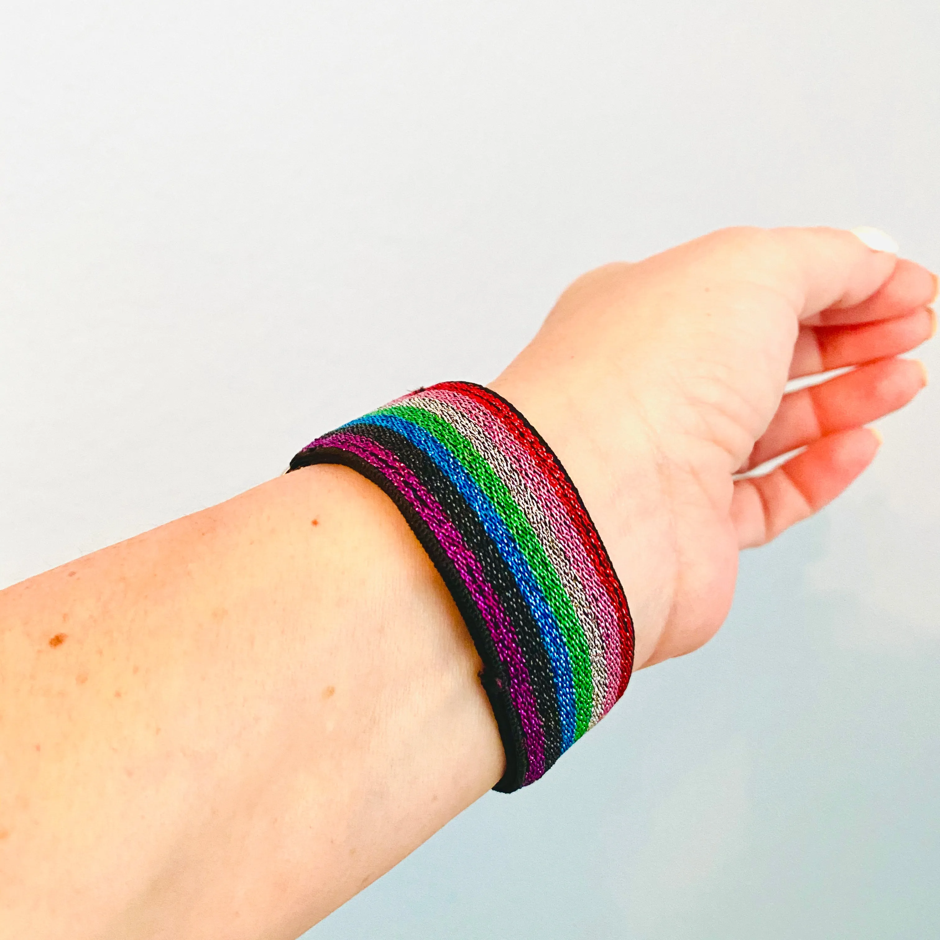 Stretchable Elastic Shimmering Rainbow Print Band For Apple Watch