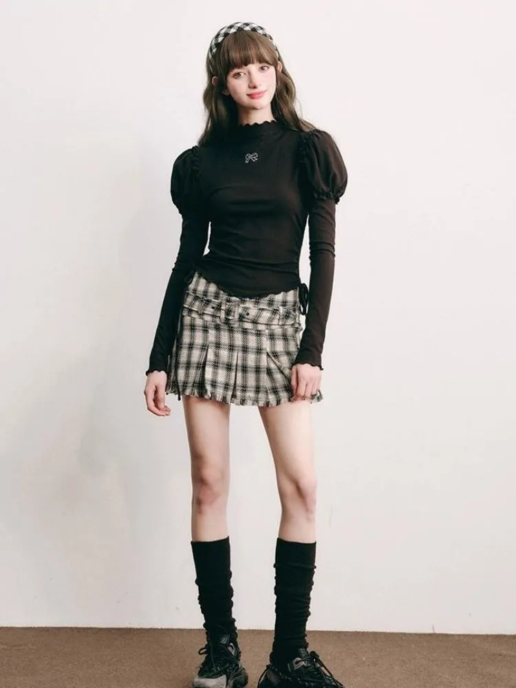 Stretchy Drawstring Black Knit【s0000004448】