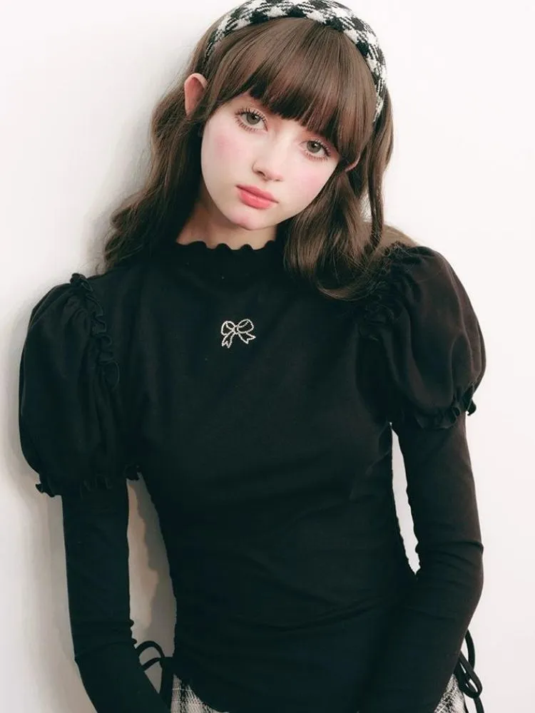 Stretchy Drawstring Black Knit【s0000004448】