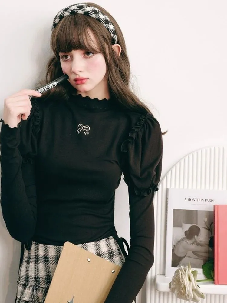 Stretchy Drawstring Black Knit【s0000004448】