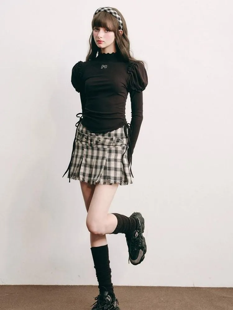 Stretchy Drawstring Black Knit【s0000004448】