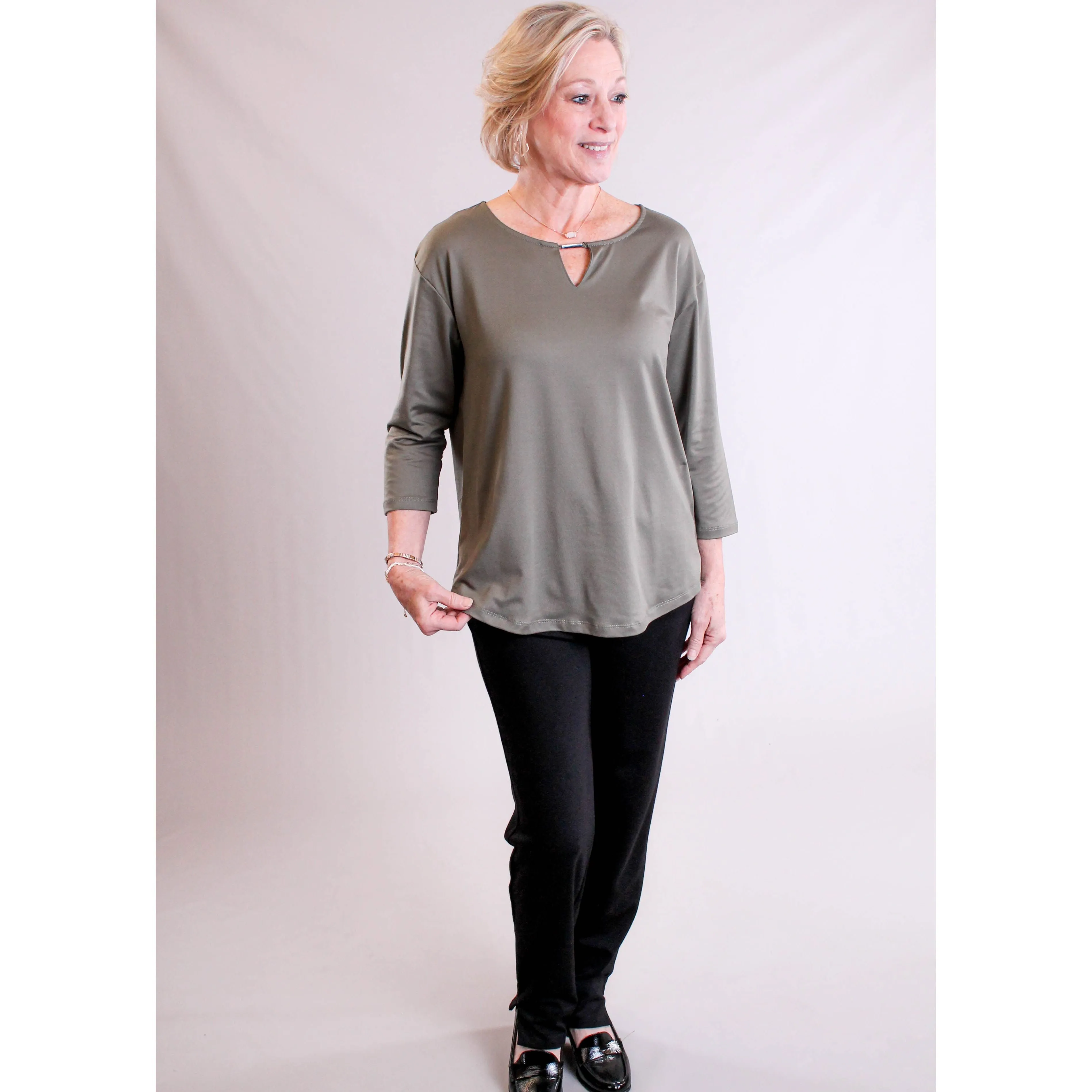 Teez Her 3/4 Sleeve Notch Tee