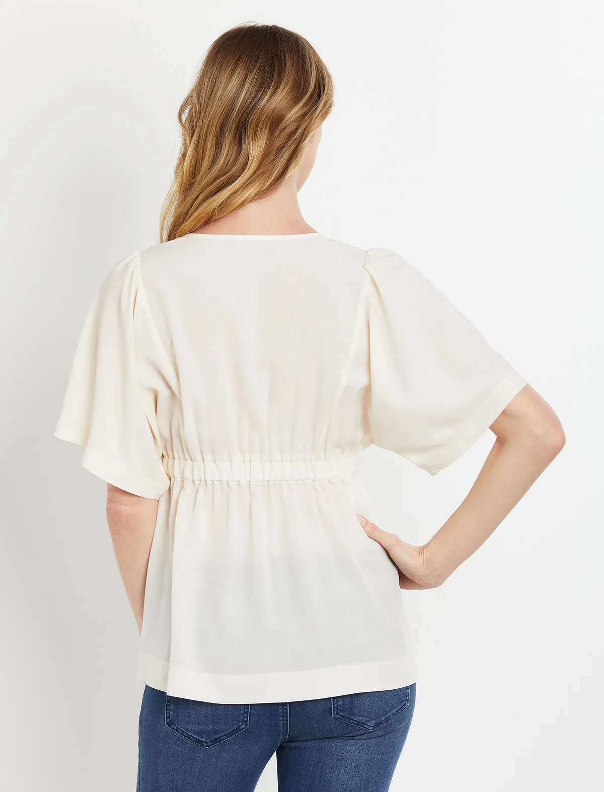Tie Front Maternity Blouse in Egret