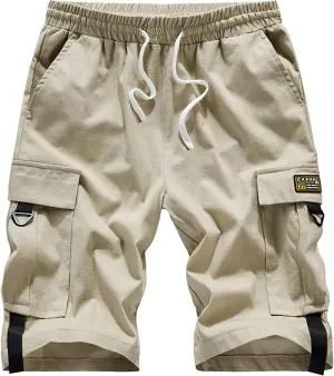Vcansion Men's Casual Cotton Loose Fit Lightweight Multi-Pockets Cargo Shorts