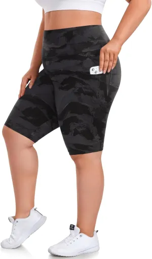 we fleece Plus Size 8" Biker Shorts with Pockets - High Waisted Spandex Yoga Shorts for Women, Workout Gym Cycling Athletic
