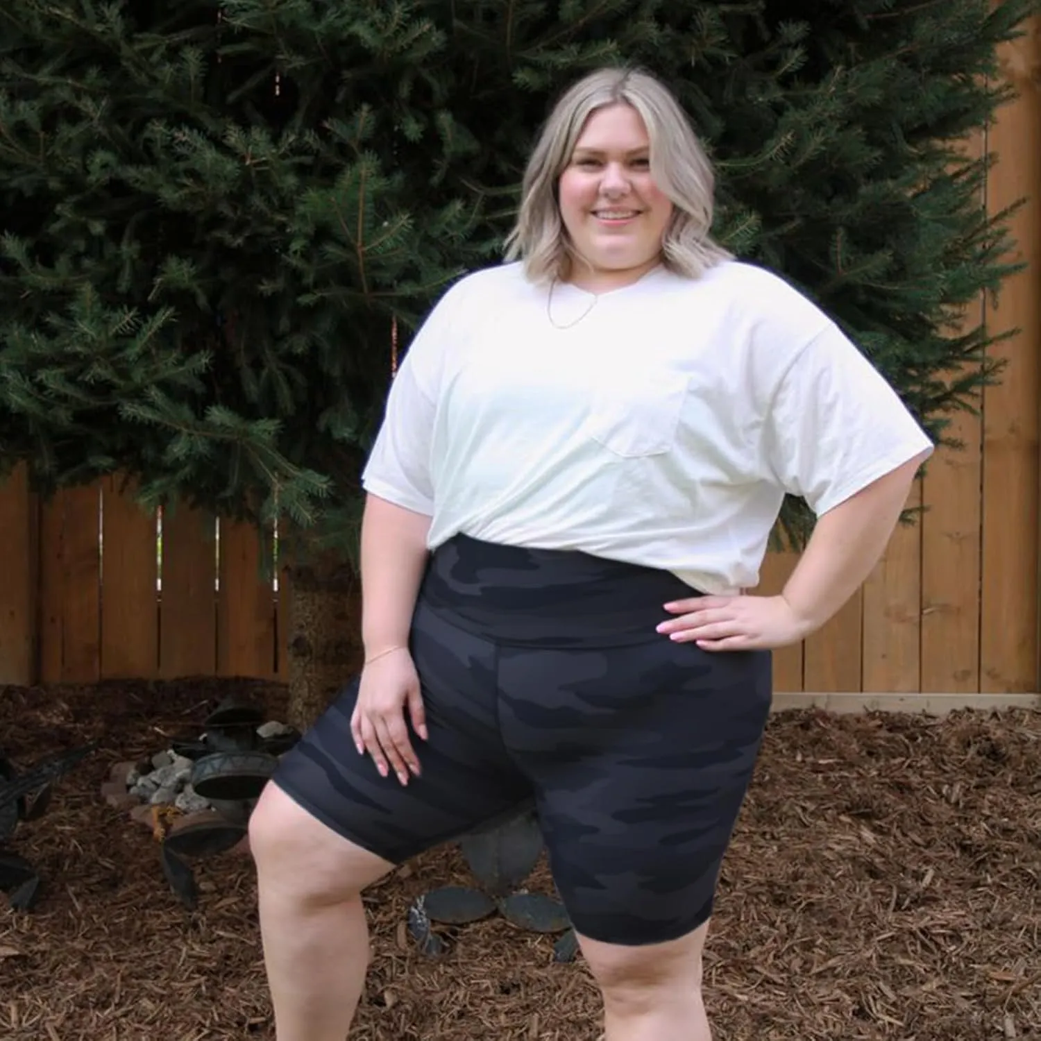 we fleece Plus Size 8" Biker Shorts with Pockets - High Waisted Spandex Yoga Shorts for Women, Workout Gym Cycling Athletic