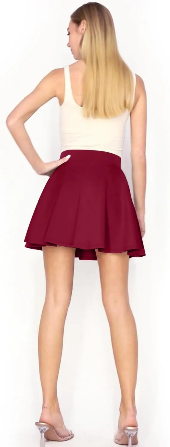 Women's Basic Versatile Stretchy Flared Skater Skirt (S-XL)