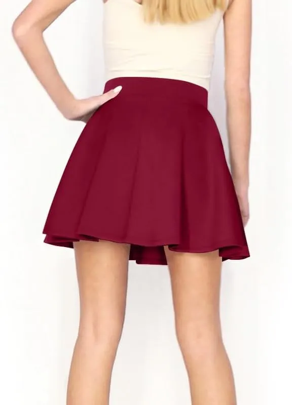 Women's Basic Versatile Stretchy Flared Skater Skirt (S-XL)
