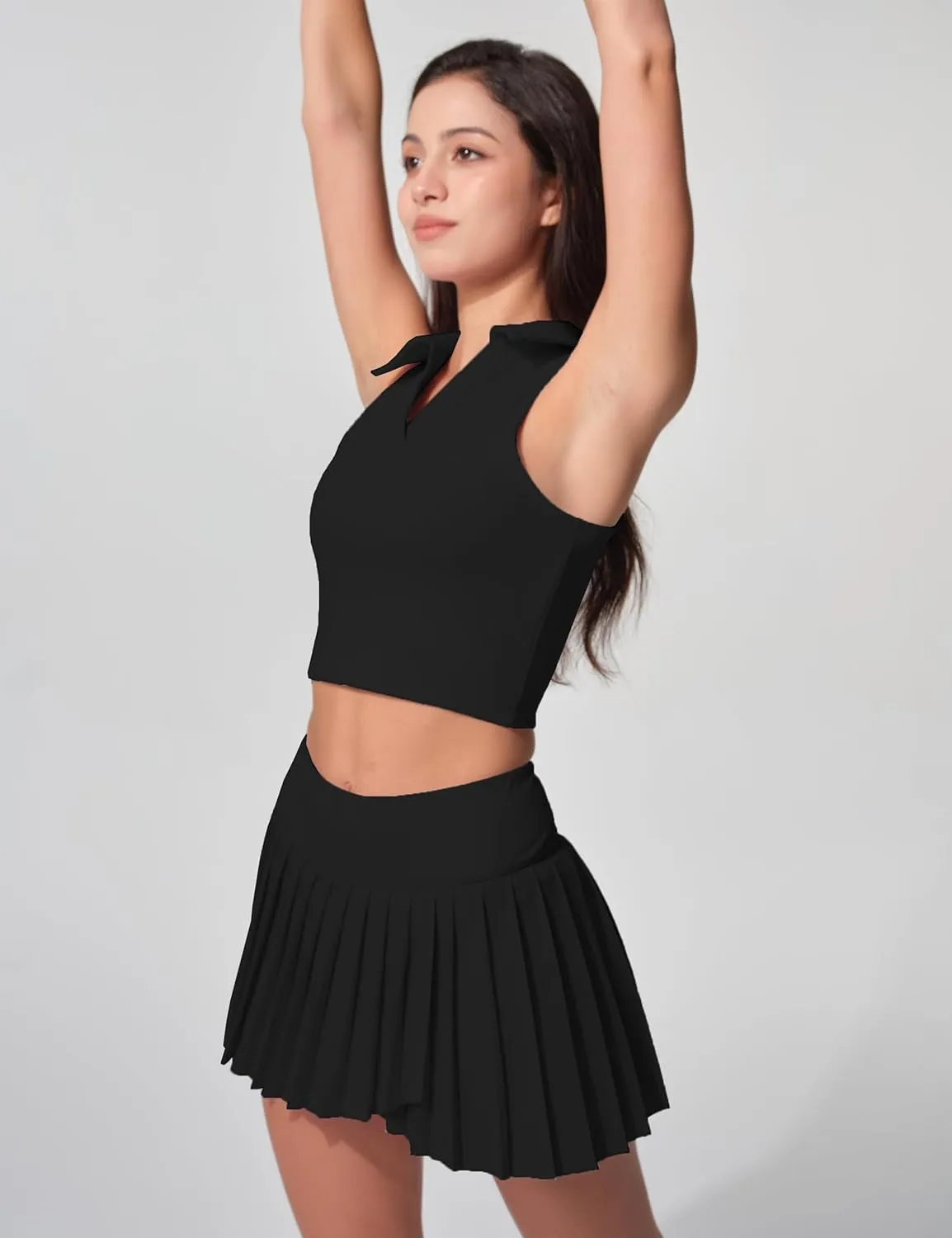Womens Golf Shirt Sleeveless Polo Collared Tennis Shirts for Women Athletic Workout Cropped Tank Tops