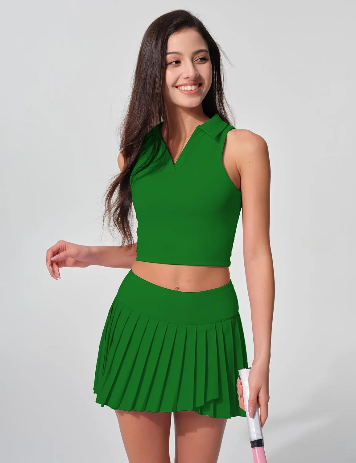 Womens Golf Shirt Sleeveless Polo Collared Tennis Shirts for Women Athletic Workout Cropped Tank Tops