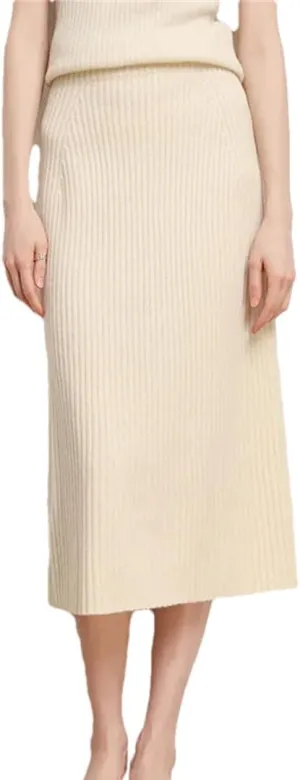 WomenS Plus Size Wool Blend Knit Pencil Skirt High Waist Slim Fit Elegant Tea-Length Skirt