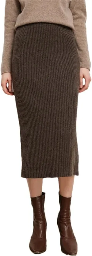 WomenS Plus Size Wool Blend Knit Pencil Skirt High Waist Slim Fit Elegant Tea-Length Skirt