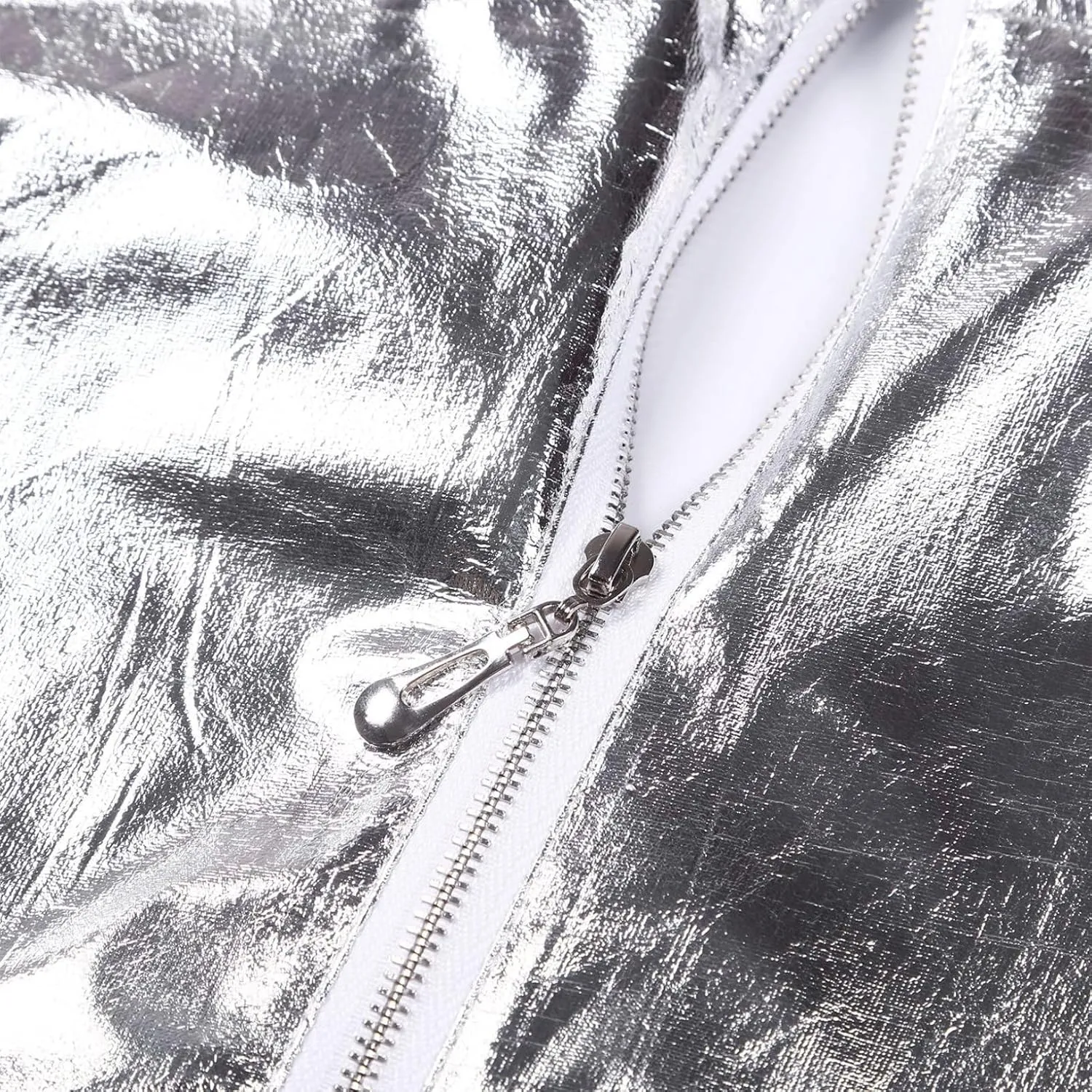 YEAHDOR Mens Shiny Metallic Holographic Jackets Long Sleeve Zip-up Outerwear 80s Disco Party Clubwear